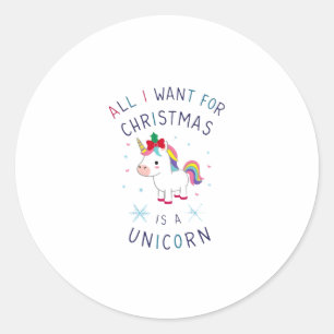 All I Want For Christmas Is A Unicorn Ugly Sweater Classic Round Sticker