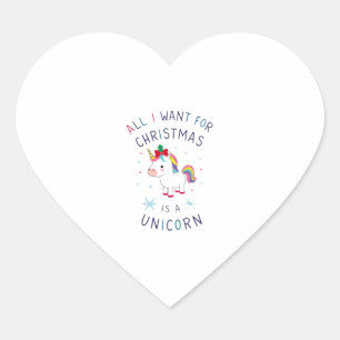 All I Want For Christmas Is A Unicorn Ugly Sweater Heart Sticker