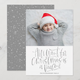 All I Want for Christmas is a Vaccine Silver Photo Holiday Card