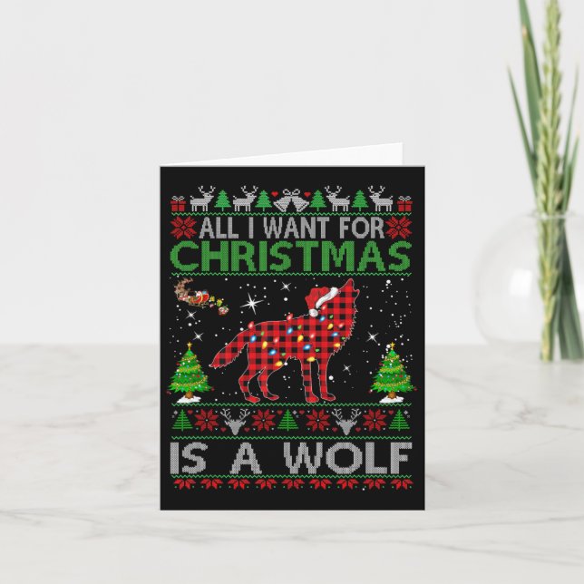All I Want For Christmas Is A Wolf Shirt Wild Anim Card (Front)