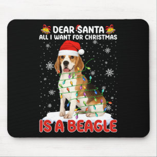 All I Want For Christmas Is Beagle Santa Hat Dog L Mouse Mat