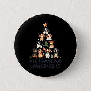 All I Want For Christmas Is Dogs Xmas Tree 6 Cm Round Badge