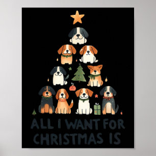 All I Want For Christmas Is Dogs Xmas Tree Poster