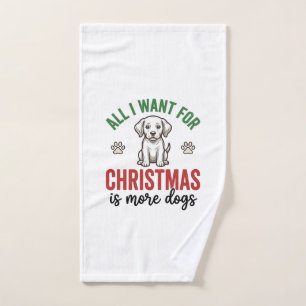 All I Want for Christmas Is More Dogs Vintage Desi Hand Towel