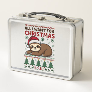 All I Want For Christmas Is Sleep - Funny Xmas Slo Metal Lunch Box