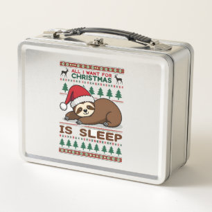 All I Want For Christmas Is Sleep - Funny Xmas Slo Metal Lunch Box