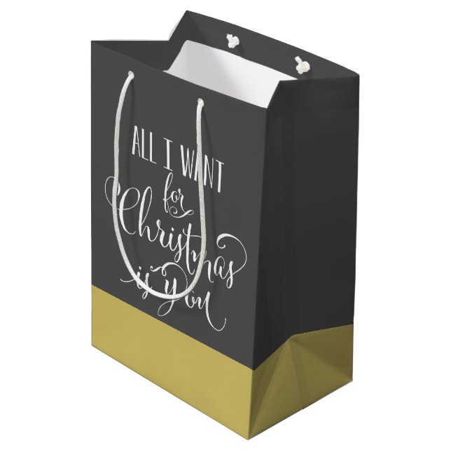 All I Want For Christmas Is You Medium Gift Bag (Back Angled)