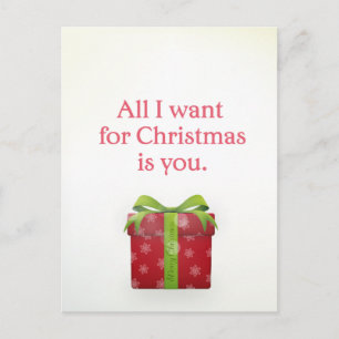 'All I want for Christmas is you' postcard