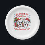 All I Want for Christmas Is Your Two Front Teeth: Paper Plate<br><div class="desc">funny Christmas dental,  dentist humour,  Christmas 2025,  holiday tooth pun,  Santa teeth joke,  two front teeth,  dental xmas,  oral care humour,  festive dentist,  funny holiday</div>