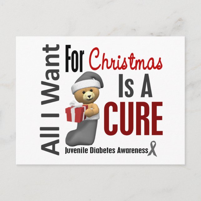 All I Want For Christmas Juvenile Diabetes Holiday Postcard (Front)