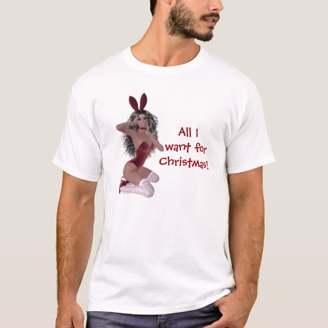 All I want for Christmas Miss Bunny red lingerie T-Shirt (Front)