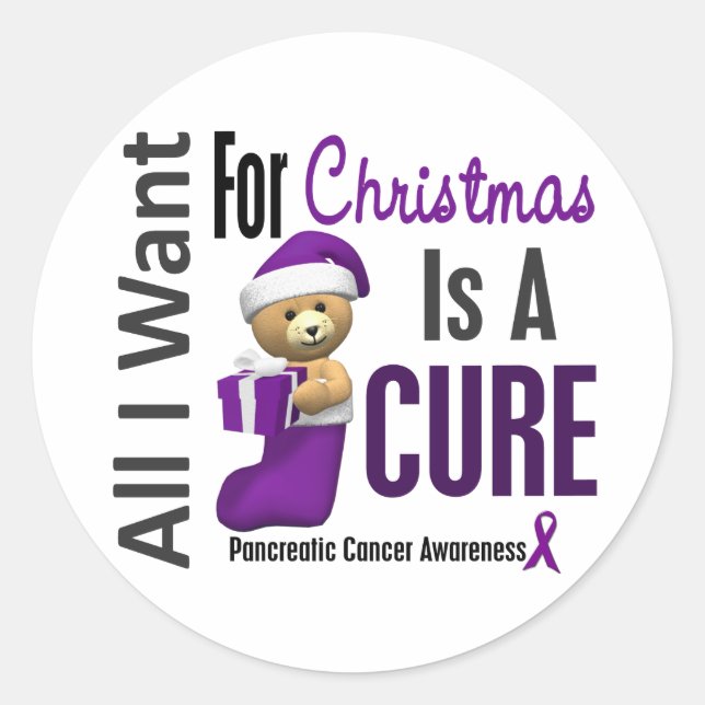 All I Want For Christmas Pancreatic Cancer Classic Round Sticker (Front)