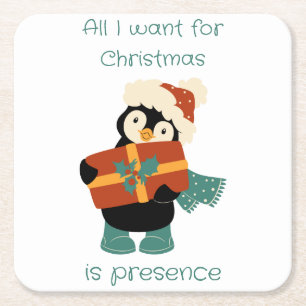 All I want for Christmas...   Square Paper Coaster