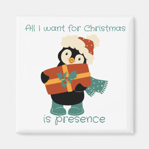 All I want for Christmas vintage penguin Magnet