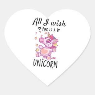 All I wish for is a Unicorn Heart Sticker