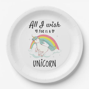 All I wish for is a Unicorn Paper Plate