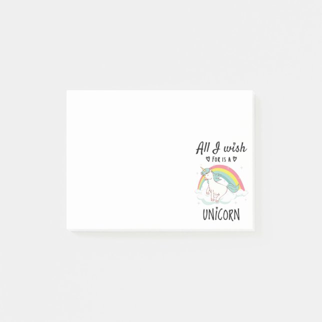 All I wish for is a Unicorn Post-it Notes (Front)
