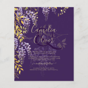 All-in1 Lilac Wisteria Wedding Invite RSVP QR Code Flyer