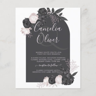 All-In-1 Black Blush Rose Gothic Wedding QR Code Flyer