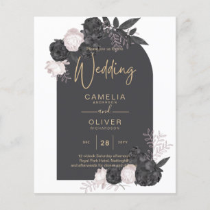 All-In-1 Black Blush Rose Gothic Wedding QR Code Flyer