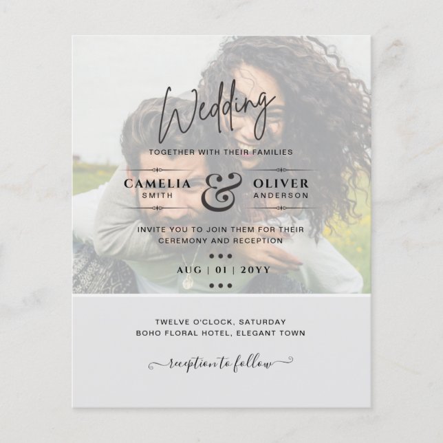 All-In-1 Budget PHOTO OVERLAY Wedding QRCode RSVP Flyer (Front)