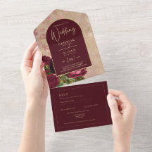 All-in-1 Burgundy Roses Vintage RSVP + Wedding