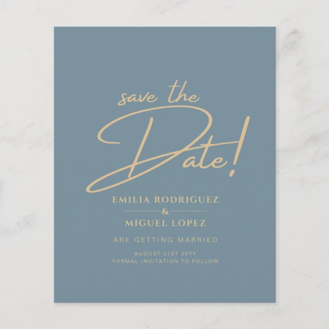 All-in-1 Elegant Sea Glass Teal Gold Wedding QR cd Flyer (Front)