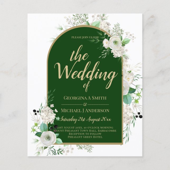 All-in-1 Elegant White Roses Wedding QR Code Flyer (Front)