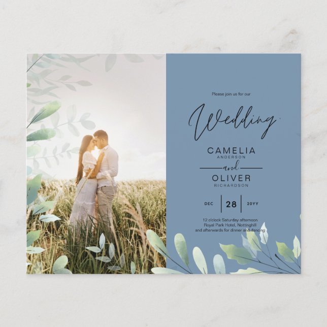 All-in-1 Greenery Leaves Photo Overlay Wedding QR (Front)
