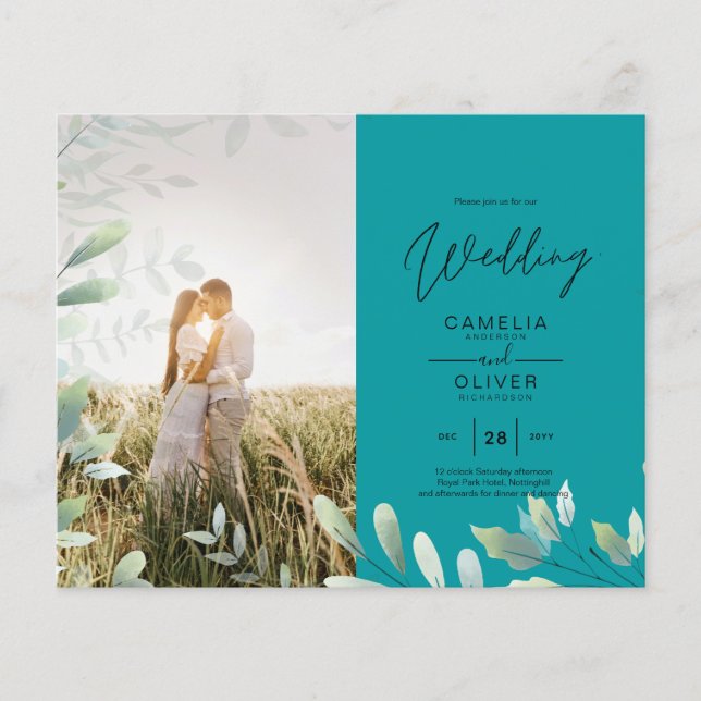 All-in-1 Greenery Leaves Photo Overlay Wedding QR (Front)
