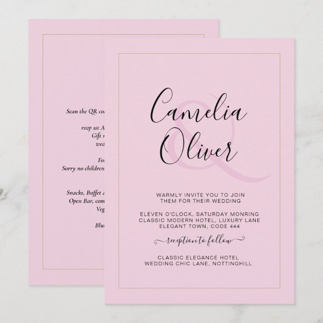 All-in-1 Modern Monochrome Ampersand Wedding (Front/Back)