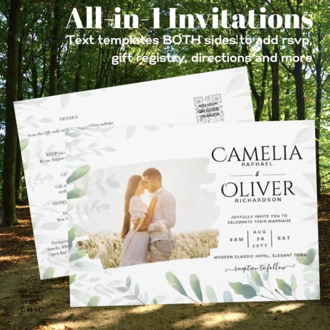 All-in-1 Photo Overlay GREENERY Wedding Invite (Creator Uploaded)