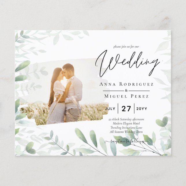 All-in-1 Photo Overlay GREENERY Wedding Invite Flyer (Front)