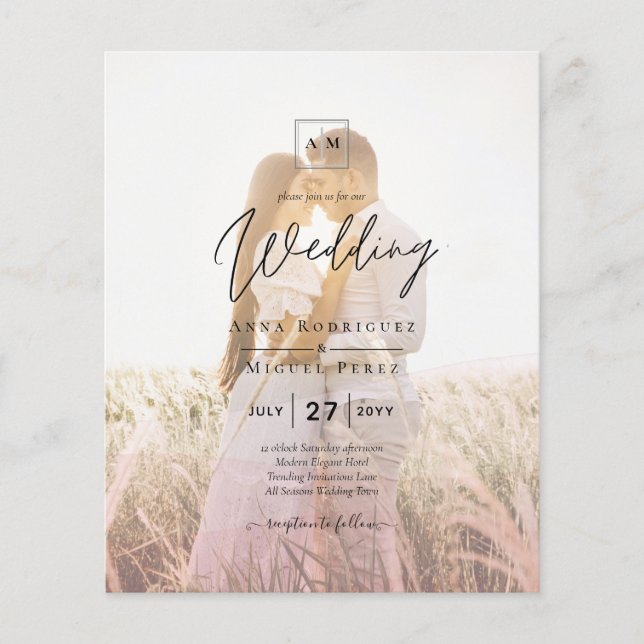 All-in-1 Pink Ombre Photo Overlay Wedding QR Code Flyer (Front)