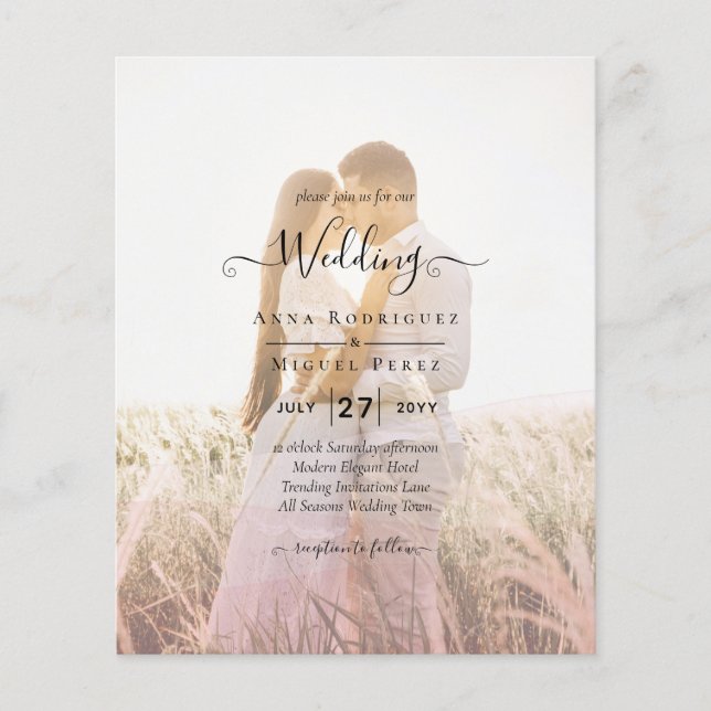 All-in-1 Pink Ombre Photo Overlay Wedding QR Code Flyer (Front)