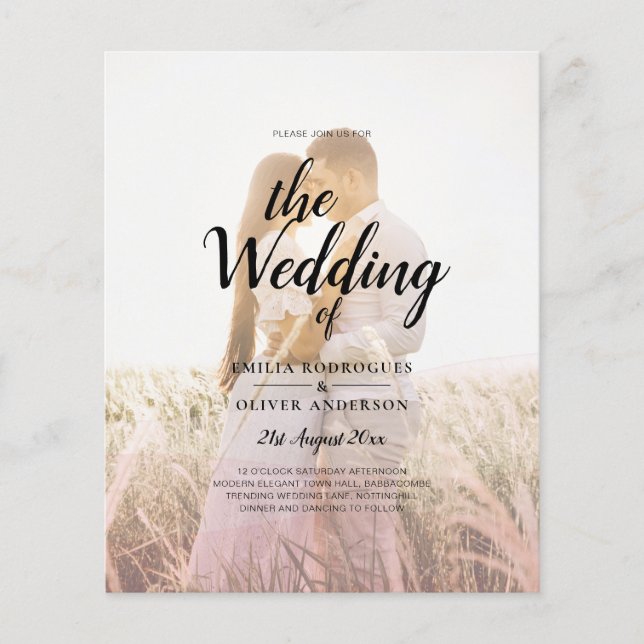 All-in-1 Pink Ombre Photo Overlay Wedding QR Code Flyer (Front)