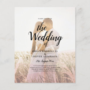 All-in-1 Pink Ombre Photo Overlay Wedding QR Code Flyer