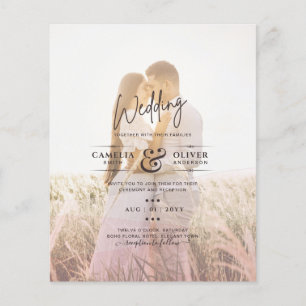 All-in-1 Pink Ombre Photo Overlay Wedding QR Code Flyer
