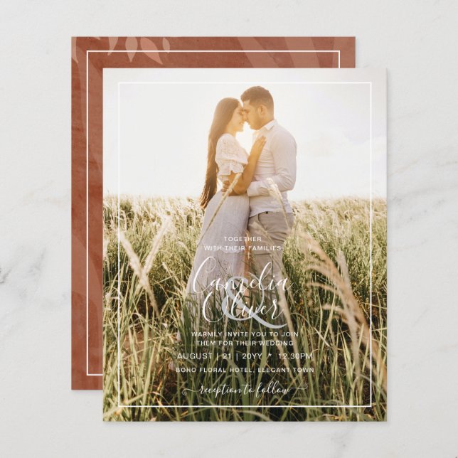 All-in-1 Rustic Terracotta PHOTO Overlay Wedding (Front/Back)