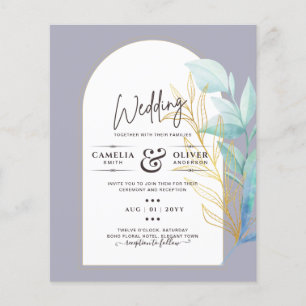 All-in-1 Sea Glass Aqua Green Gold Leaves Wedding  Flyer
