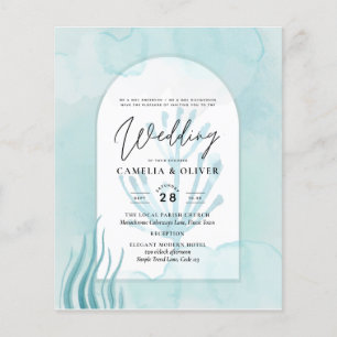 All-in-1 Sea Glass Ocean Wedding Invite QR Code Flyer