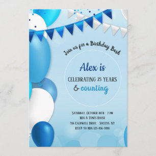 All in Blue Birthday Invitation