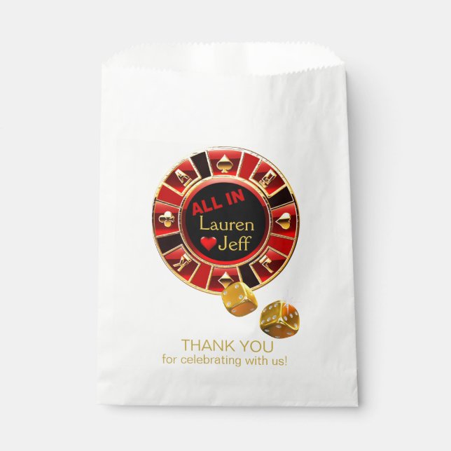 All In Casino Chip Las Vegas Style Wedding Favour Bags (Front)
