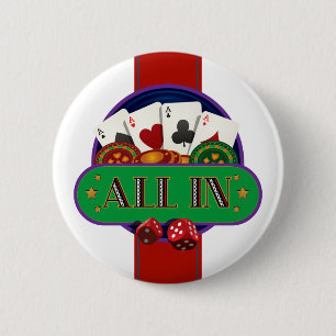 All In Casino Poker 6 Cm Round Badge