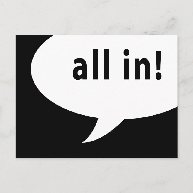 all in! comic speech bubble postcard (Front)