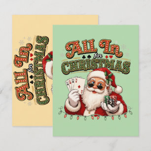 All In For Christmas Poker Santa Card