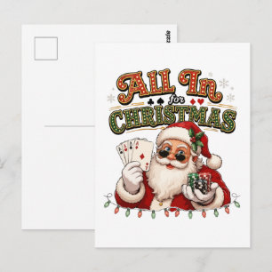 All In For Christmas Poker Santa Postcard