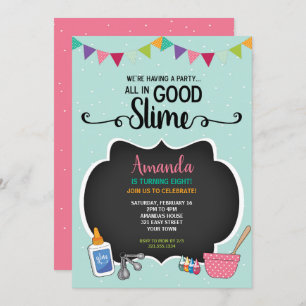 All In Good Slime Birthday Party Invitation