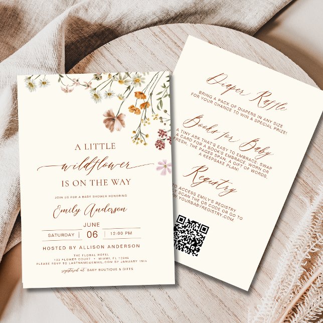 All in One A Little Wildflower Boho Baby Shower Invitation (Creator Uploaded)