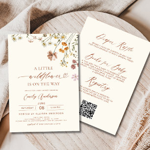 All in One A Little Wildflower Boho Baby Shower Invitation